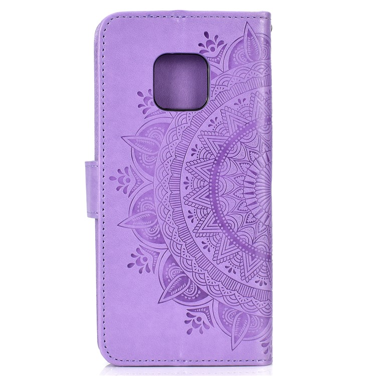 Imprinted Mandala Pattern Magnetic Wallet Leather Cellphone Case for Huawei Mate 20 Pro - Purple-3