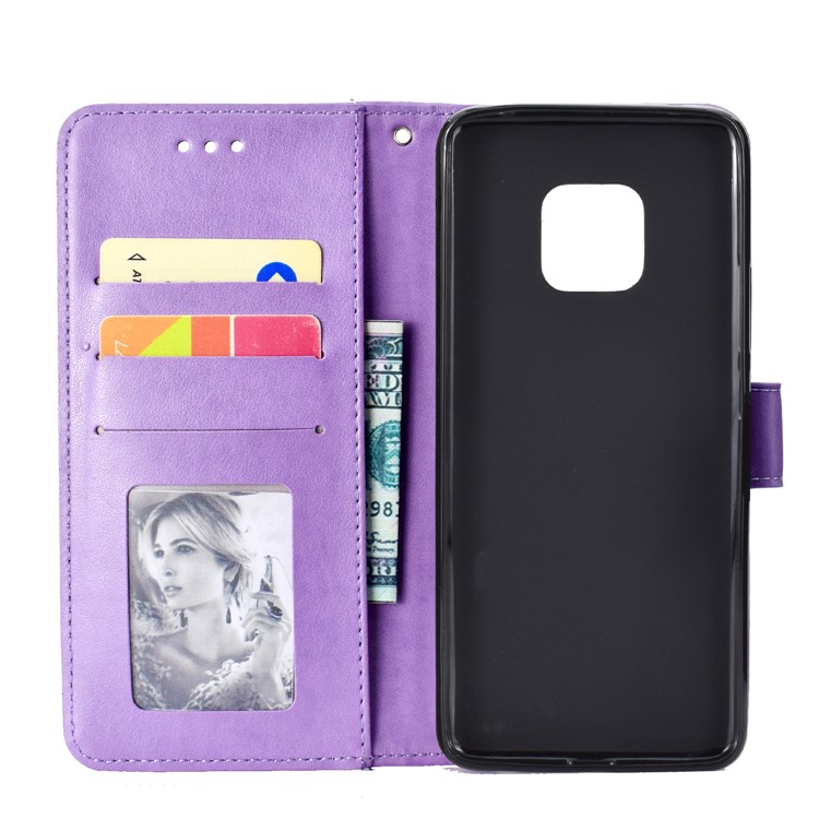 Imprinted Mandala Pattern Magnetic Wallet Leather Cellphone Case for Huawei Mate 20 Pro - Purple-4