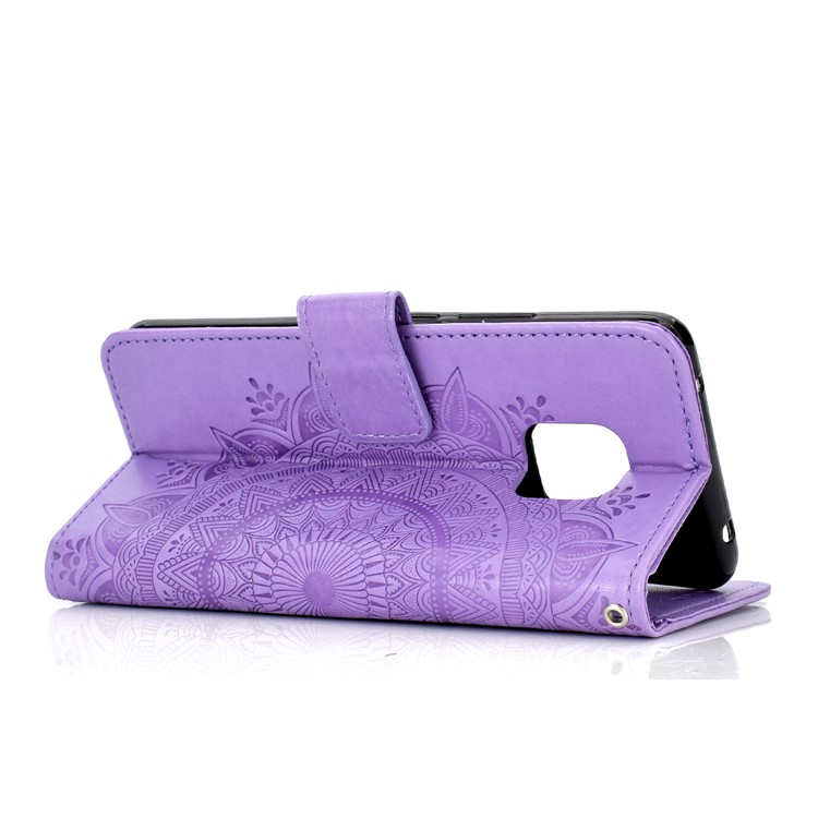 Imprinted Mandala Pattern Magnetic Wallet Leather Cellphone Case for Huawei Mate 20 Pro - Purple-5