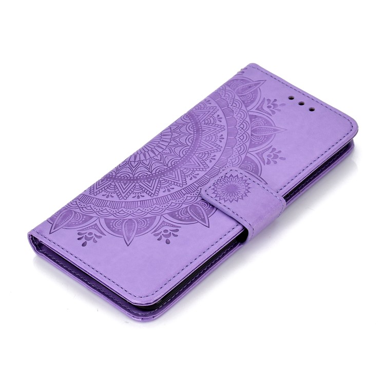 Imprinted Mandala Pattern Magnetic Wallet Leather Cellphone Case for Huawei Mate 20 Pro - Purple-7