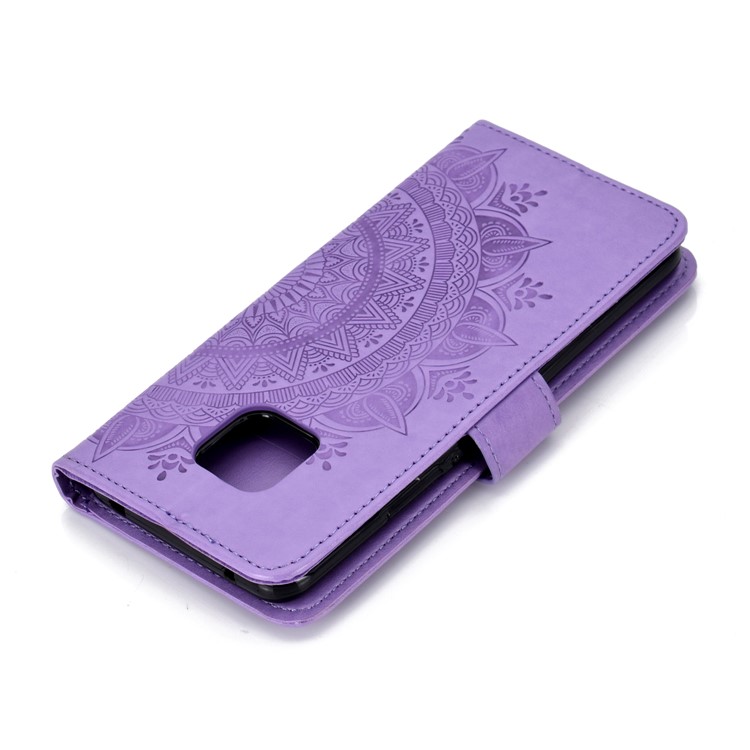 Imprinted Mandala Pattern Magnetic Wallet Leather Cellphone Case for Huawei Mate 20 Pro - Purple-8