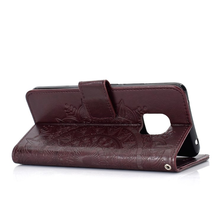 Imprinted Mandala Pattern Magnetic Wallet Leather Cellphone Cover for Huawei Mate 20 Pro - Brown-5