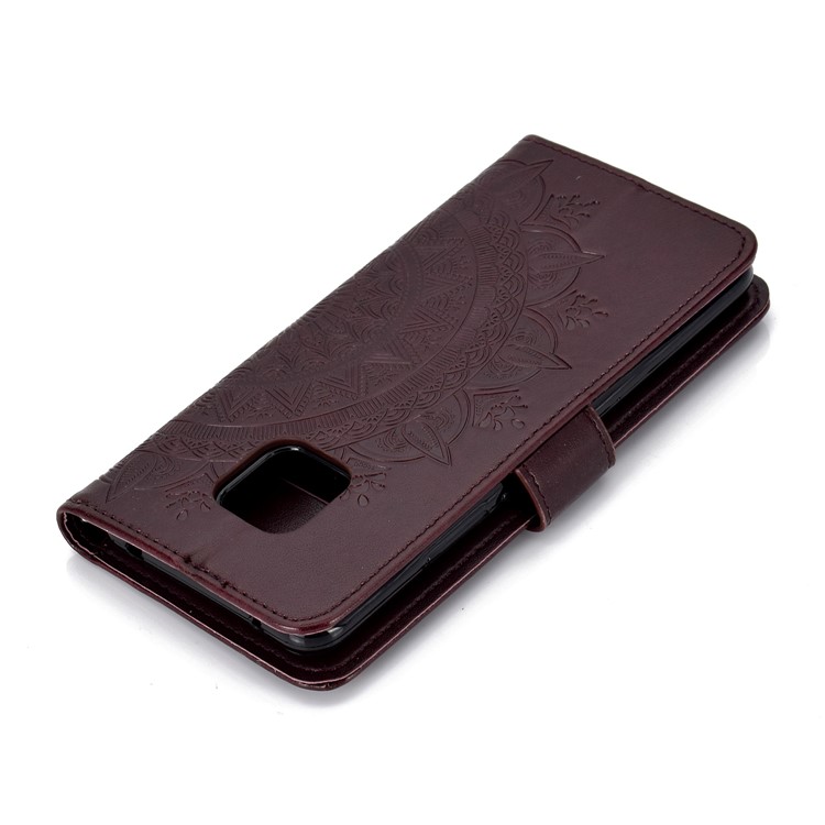 Imprinted Mandala Pattern Magnetic Wallet Leather Cellphone Cover for Huawei Mate 20 Pro - Brown-8
