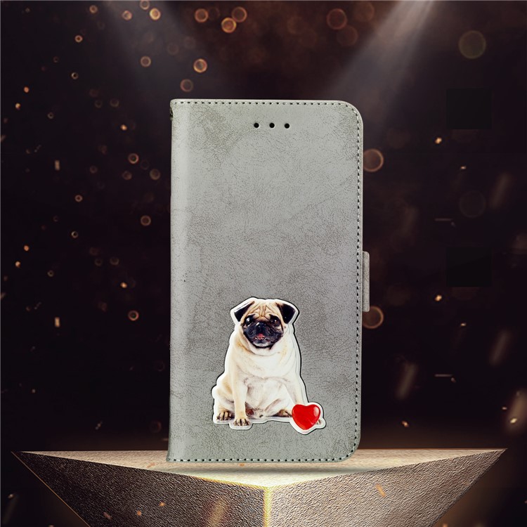 Vintage Pattern Printing Wallet Leather Stand Mobile Phone Shell for Huawei P30 Pro - Grey-11