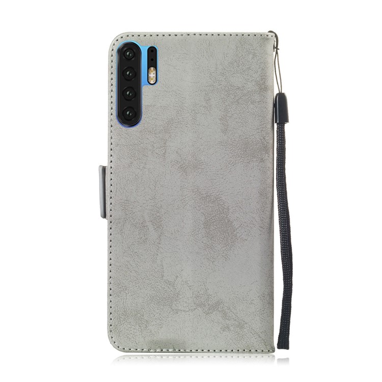 Vintage Pattern Printing Wallet Leather Stand Mobile Phone Shell for Huawei P30 Pro - Grey-3