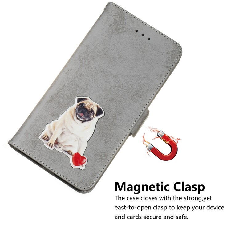 Vintage Pattern Printing Wallet Leather Stand Mobile Phone Shell for Huawei P30 Pro - Grey-5