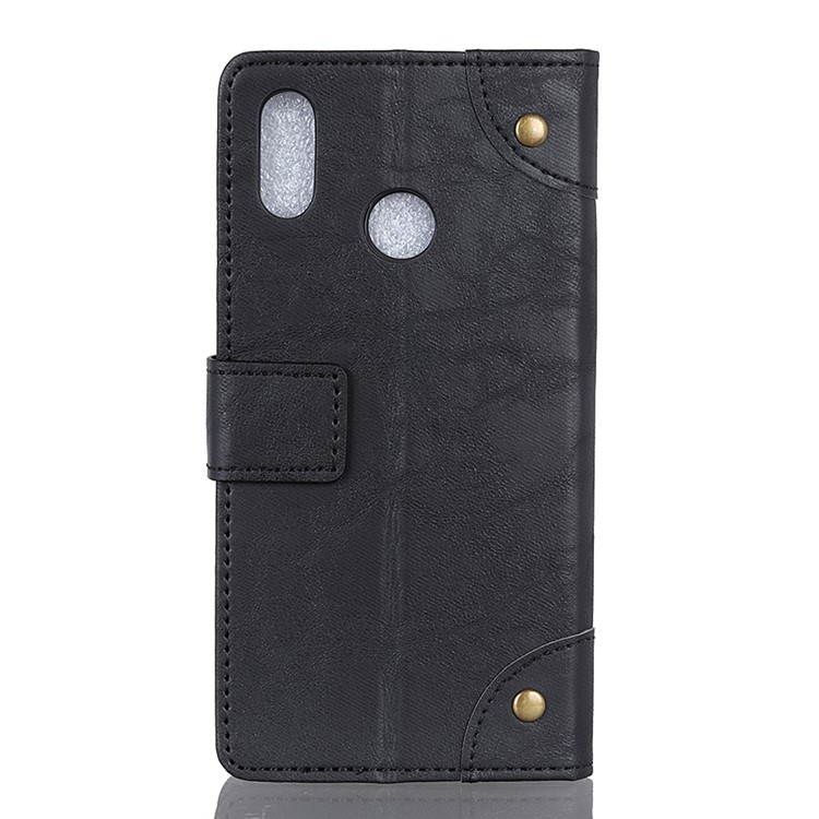 Retro Style PU Leather Wallet Stand Phone Case for Huawei Y7 (2019) - Black-2