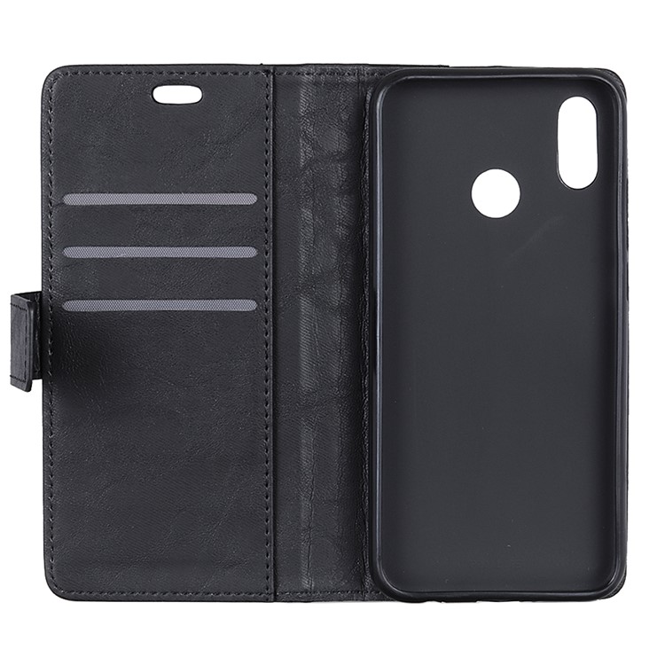 Retro Style PU Leather Wallet Stand Phone Case for Huawei Y7 (2019) - Black-4