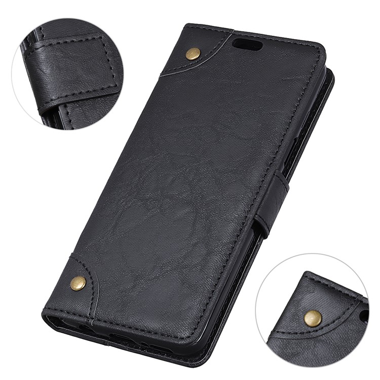 Retro Style PU Leather Wallet Stand Phone Case for Huawei Y7 (2019) - Black-7