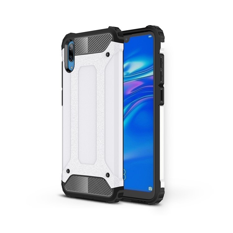 Rüstungsschutz Aus Kunststoff + TPU-Hybridtelefongehäuse Für Huawei Genießen 9 / Y7 Pro (2019) - Weiß-1