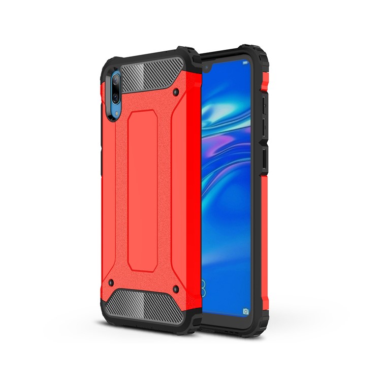 Armor Guard Plastic + TPU Hybrid Phone Shell for Huawei Enjoy 9 / Y7 Pro (2019) - Red-1