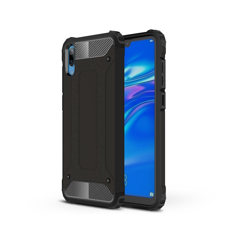 Rüstungsschutz Aus Kunststoff + TPU-Hybridabdeckung Für Huawei Genießen / Y7 Pro (2019) - Schwarz-1