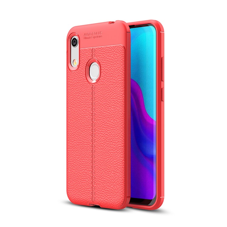 Litchi Grain Soft TPU Back Protective Shell for Huawei Honor 8A / Y6 (2019, with Fingerprint Sensor) / Y6 Prime (2019) - Red