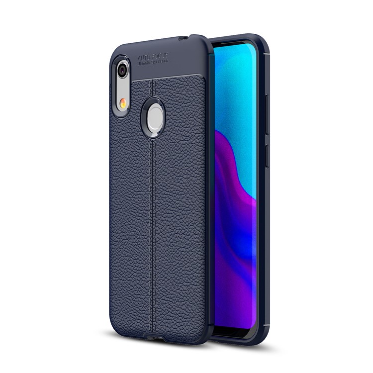 Litchi Grain Soft TPU Cell Phone Cover for Huawei Honor 8A / Y6 (2019, with Fingerprint Sensor) / Y6 Prime (2019) - Dark Blue