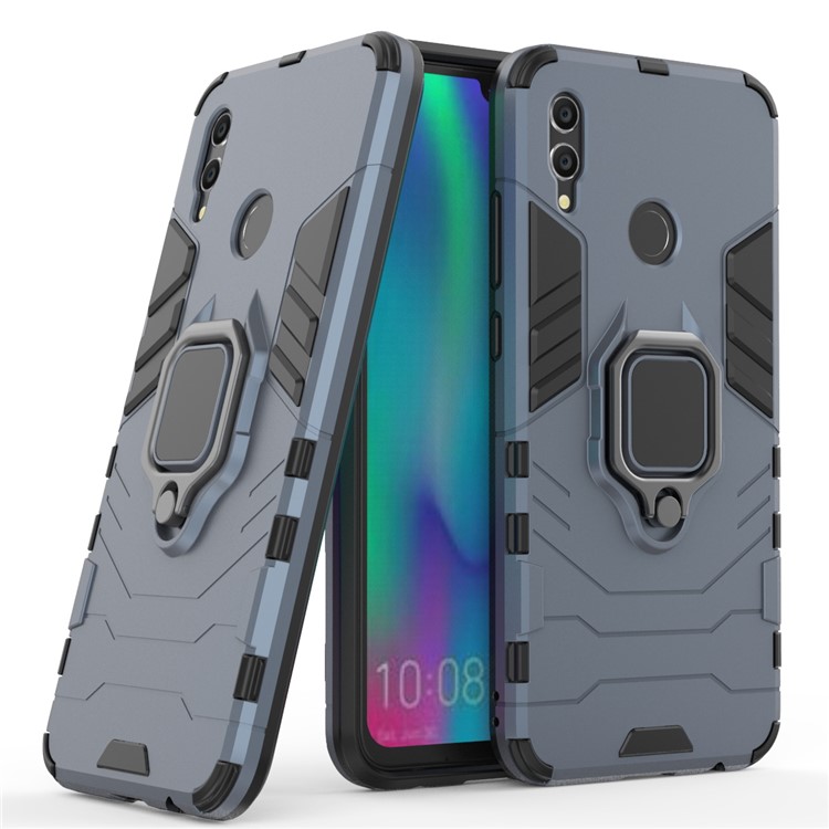 TPU + PC Hybrid Shell Case with Finger Ring Kickstand for Huawei Honor 10 Lite - Dark Blue-1