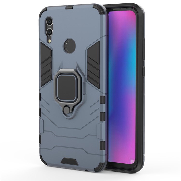 TPU + PC Hybrid Shell Case with Finger Ring Kickstand for Huawei Honor 10 Lite - Dark Blue-5