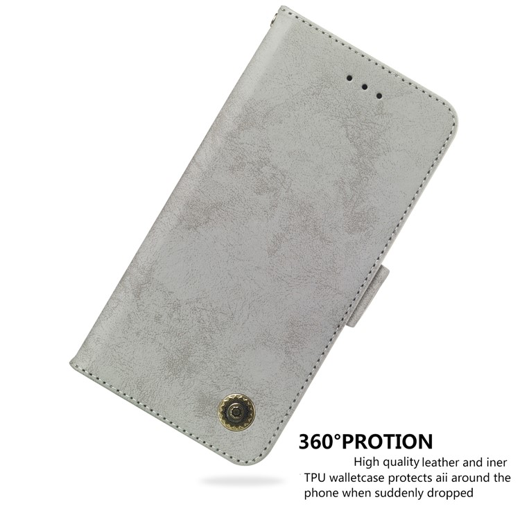 Retro Style PU Leather Case for Huawei P Smart (2019) / Honor 10 Lite - Grey-6
