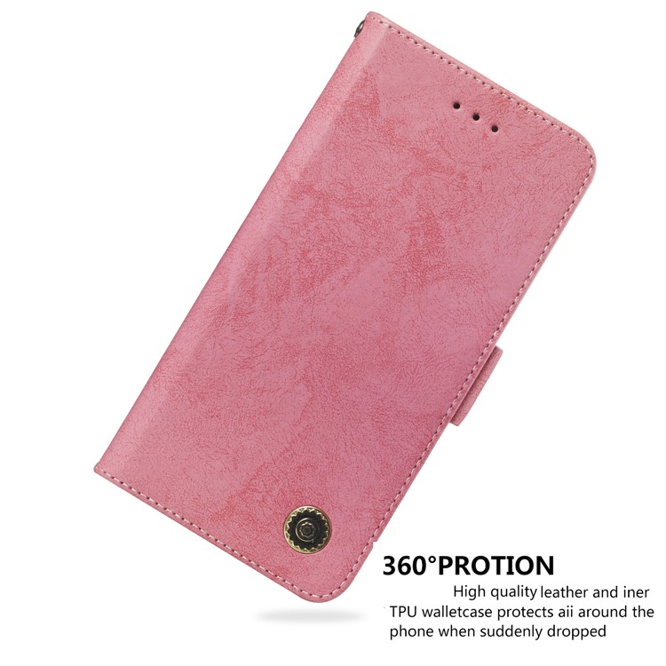 Retro Style PU Leather Casing for Huawei P Smart (2019) / Honor 10 Lite - Pink-6