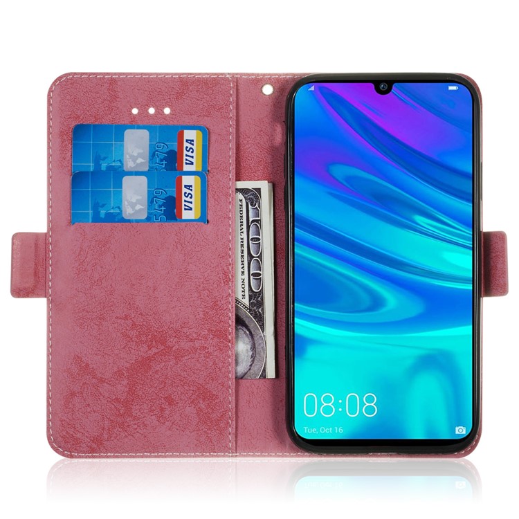Retro Style PU Leather Casing for Huawei P Smart (2019) / Honor 10 Lite - Pink-8