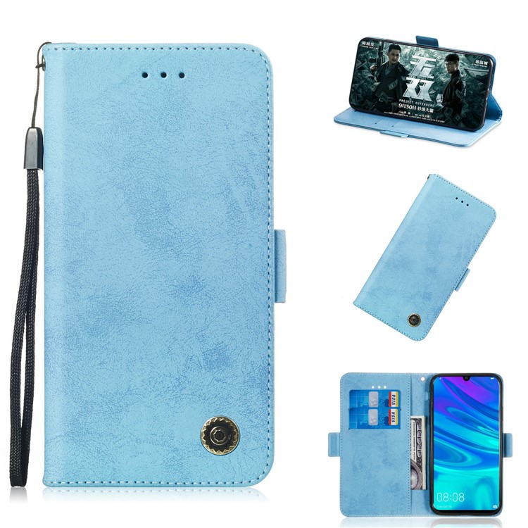 Retro Style PU Leather Cover for Huawei P Smart (2019) / Honor 10 Lite - Blue-1