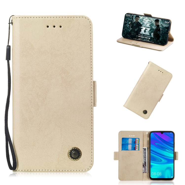 Retro Style PU Leather Shell for Huawei P Smart (2019) / Honor 10 Lite - Gold-1
