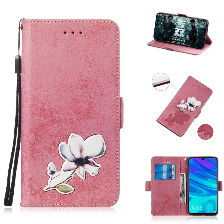 Vintage Pattern Printing PU Leather Cover with Stand for Huawei P Smart (2019) / Honor 10 Lite - Pink-1