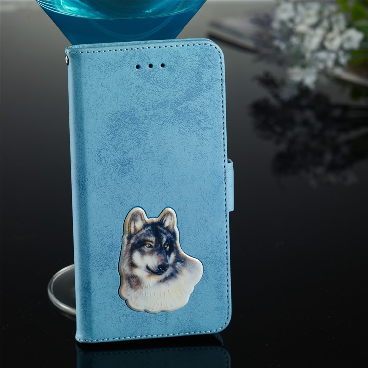 Vintage Pattern Printing PU Leather Phone Casing for Huawei P Smart (2019) / Honor 10 Lite - Baby Blue-10