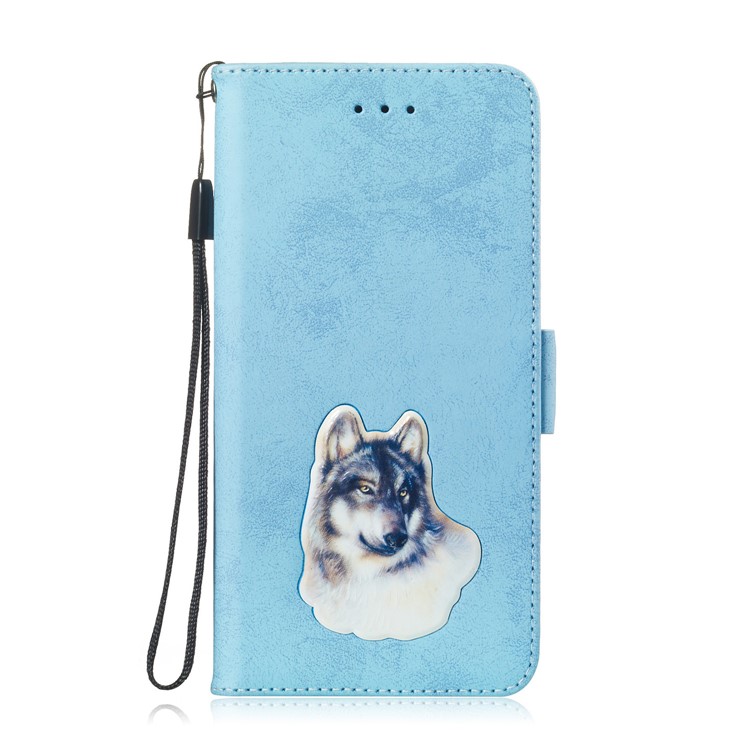 Vintage Pattern Printing PU Leather Phone Casing for Huawei P Smart (2019) / Honor 10 Lite - Baby Blue-2
