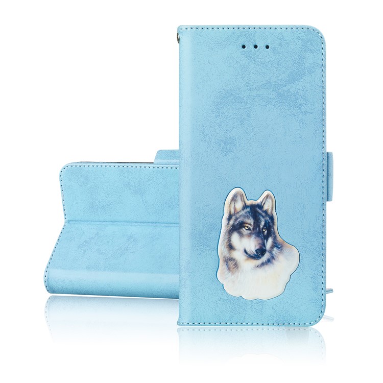 Vintage Pattern Printing PU Leather Phone Casing for Huawei P Smart (2019) / Honor 10 Lite - Baby Blue-4