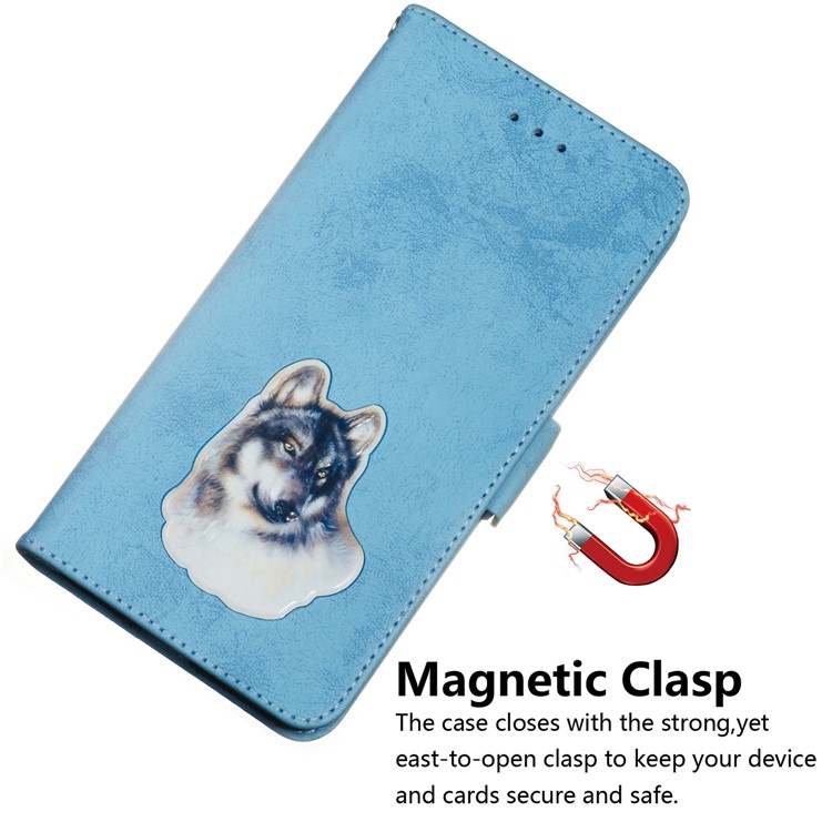 Vintage Pattern Printing PU Leather Phone Casing for Huawei P Smart (2019) / Honor 10 Lite - Baby Blue-5