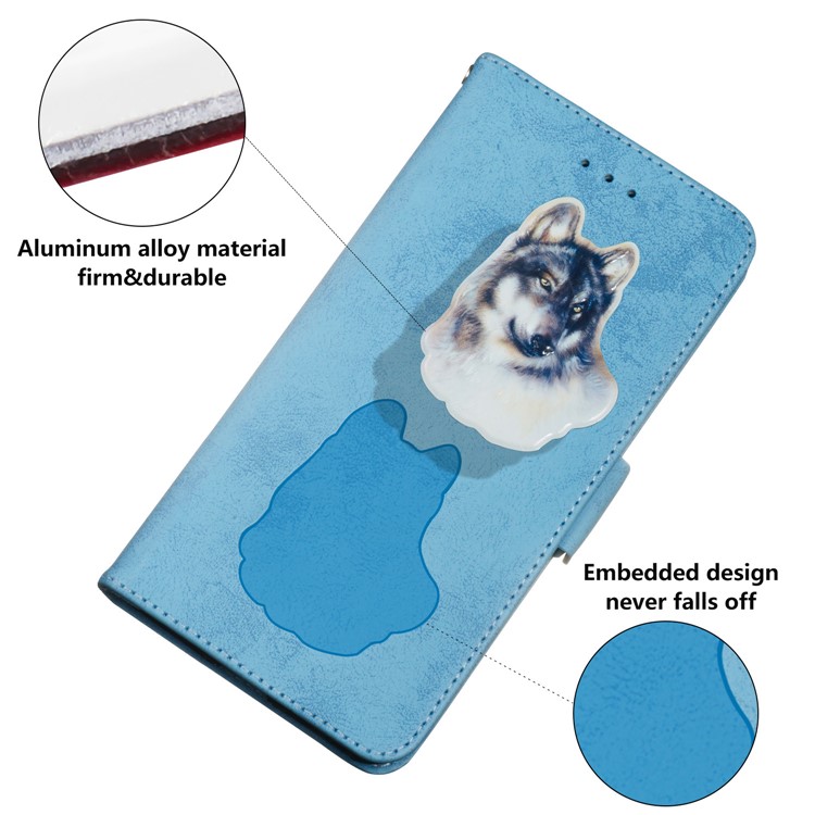 Vintage Pattern Printing PU Leather Phone Casing for Huawei P Smart (2019) / Honor 10 Lite - Baby Blue-6