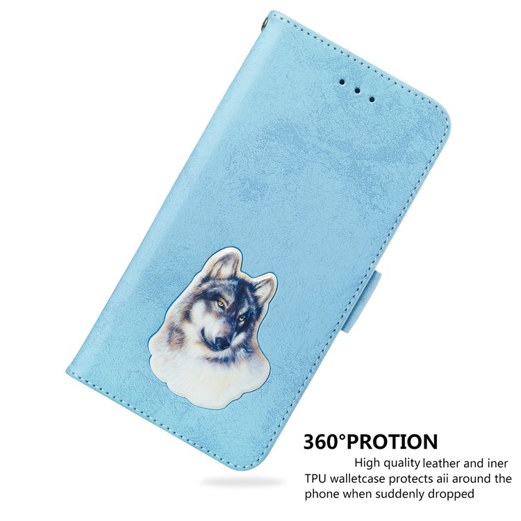 Vintage Pattern Printing PU Leather Phone Casing for Huawei P Smart (2019) / Honor 10 Lite - Baby Blue-7
