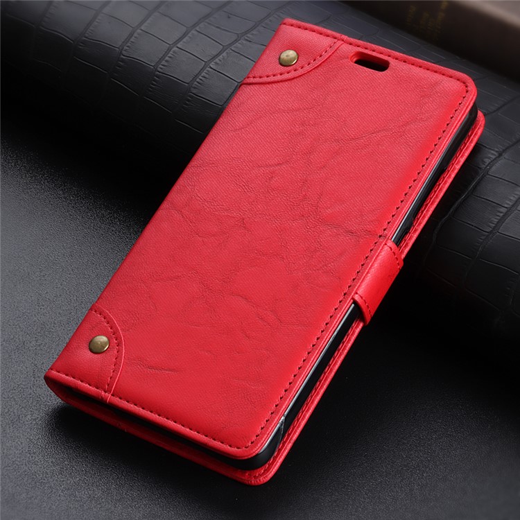 Retro Style Leather Magnetic Stand Wallet Cover for Huawei P30 Lite - Red-10