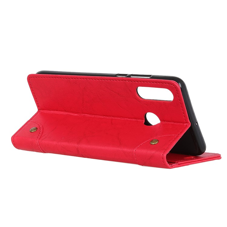 Retro Style Leather Magnetic Stand Wallet Cover for Huawei P30 Lite - Red-5