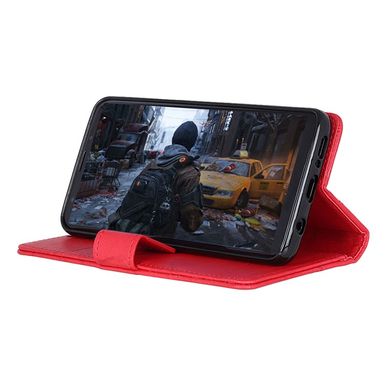 Retro Style Leather Magnetic Stand Wallet Cover for Huawei P30 Lite - Red-9