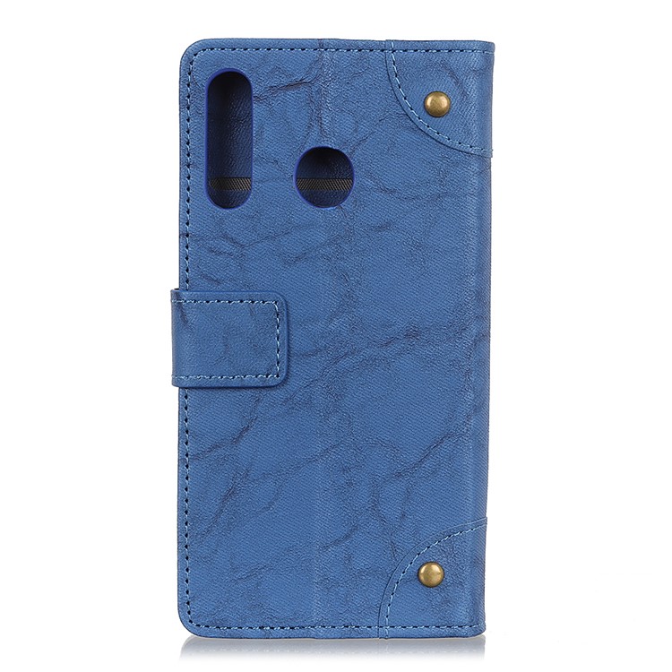 Retro Style Leder Magnetische Stehen Brieftasche Shell Für Huawei P30 Lite - Blau-3