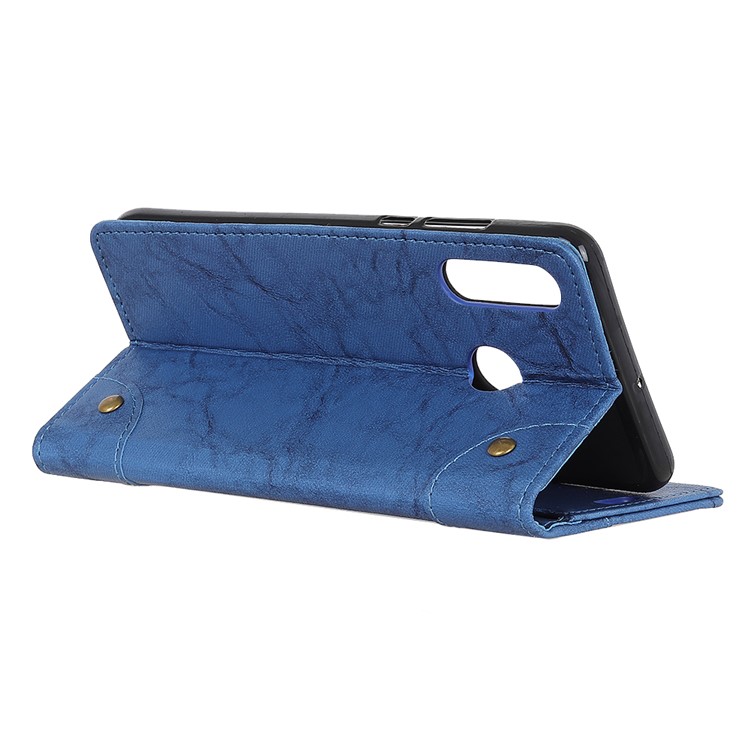 Retro Style Leder Magnetische Stehen Brieftasche Shell Für Huawei P30 Lite - Blau-5