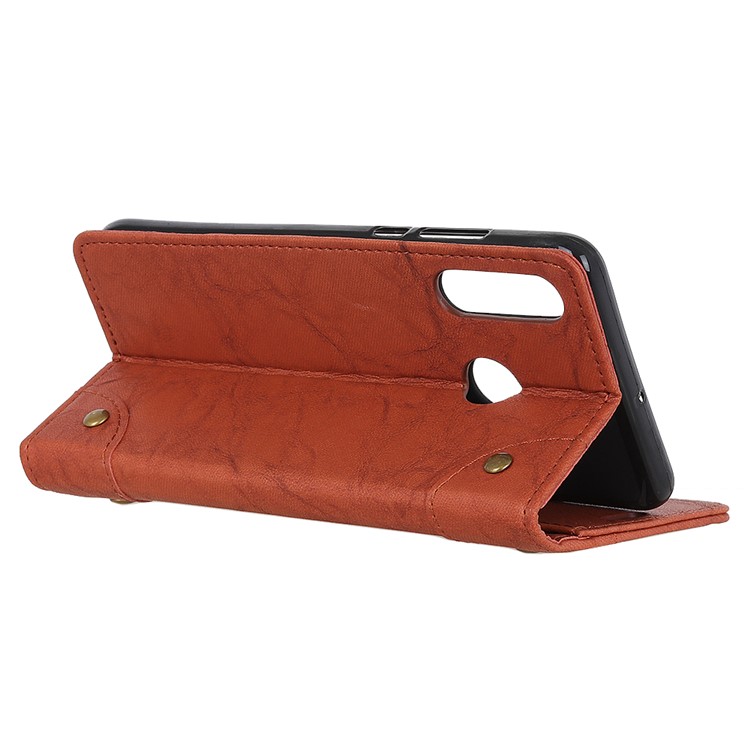 Vintage Style Leather Magnetic Stand Wallet Casing for Huawei P30 Lite - Brown-5