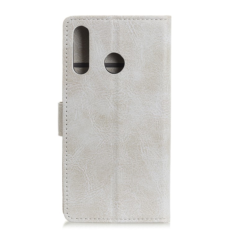 Crazy Horse Vintage Leather Stand Phone Shell for Huawei P30 Lite - White-2