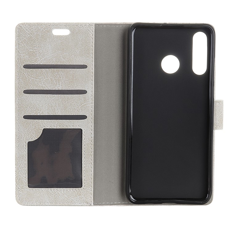 Crazy Horse Vintage Leather Stand Phone Shell for Huawei P30 Lite - White-3