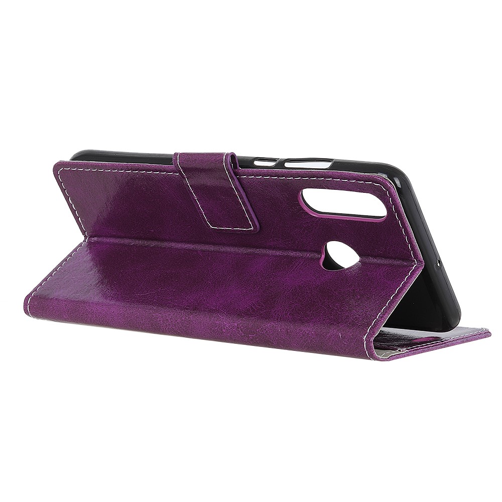 Crazy Horse Vintage Leather Mobile Phone Shell for Huawei P30 Lite/nova 4e/P30 Lite New Edition - Purple-4