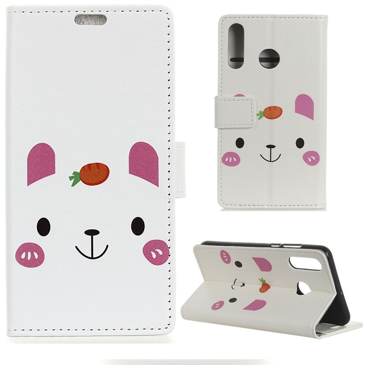 For Huawei P30 Lite Pattern Printing Wallet Stand Leather Cover - Cute Animal-1