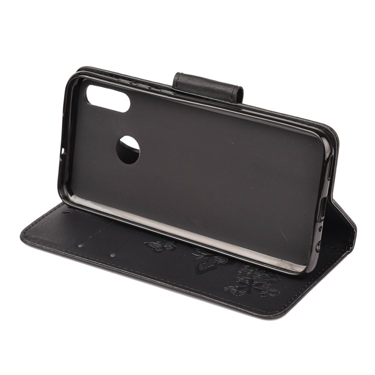 Custodia A Forma Di Portafoglio In Pelle Fiori Farfalle Stampa Per Huawei Honor 10 Lite - Nero-5