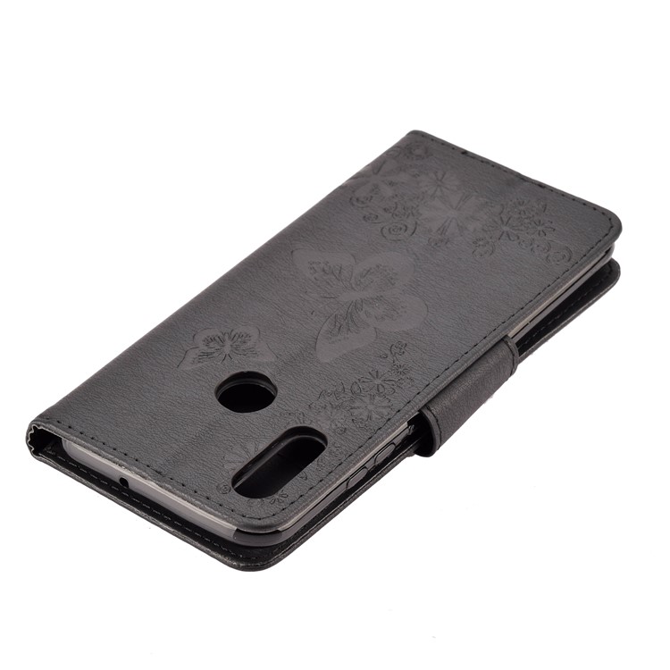 Custodia A Forma Di Portafoglio In Pelle Fiori Farfalle Stampa Per Huawei Honor 10 Lite - Nero-7