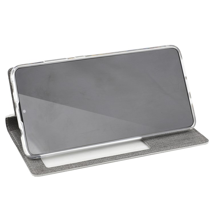 VILI DMX Window View Cross Texture Leather Stand Cover for Huawei Mate 20 X - Grey-4