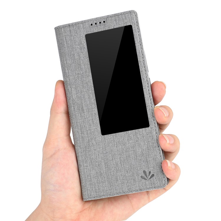 VILI DMX Window View Cross Texture Leather Stand Cover for Huawei Mate 20 X - Grey-7