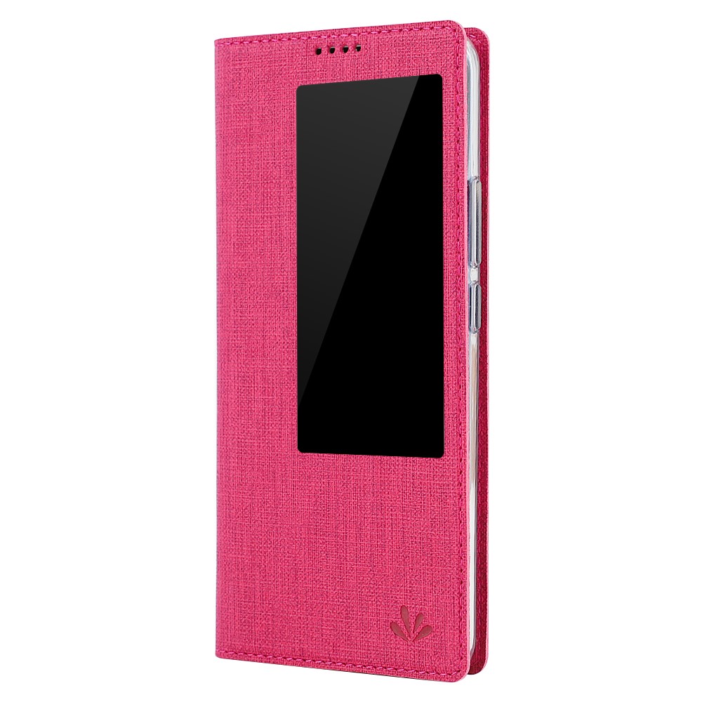 VILI DMX Window View Cross Texture Leather Stand Case Cover for Huawei Mate 20 X - Rose-2