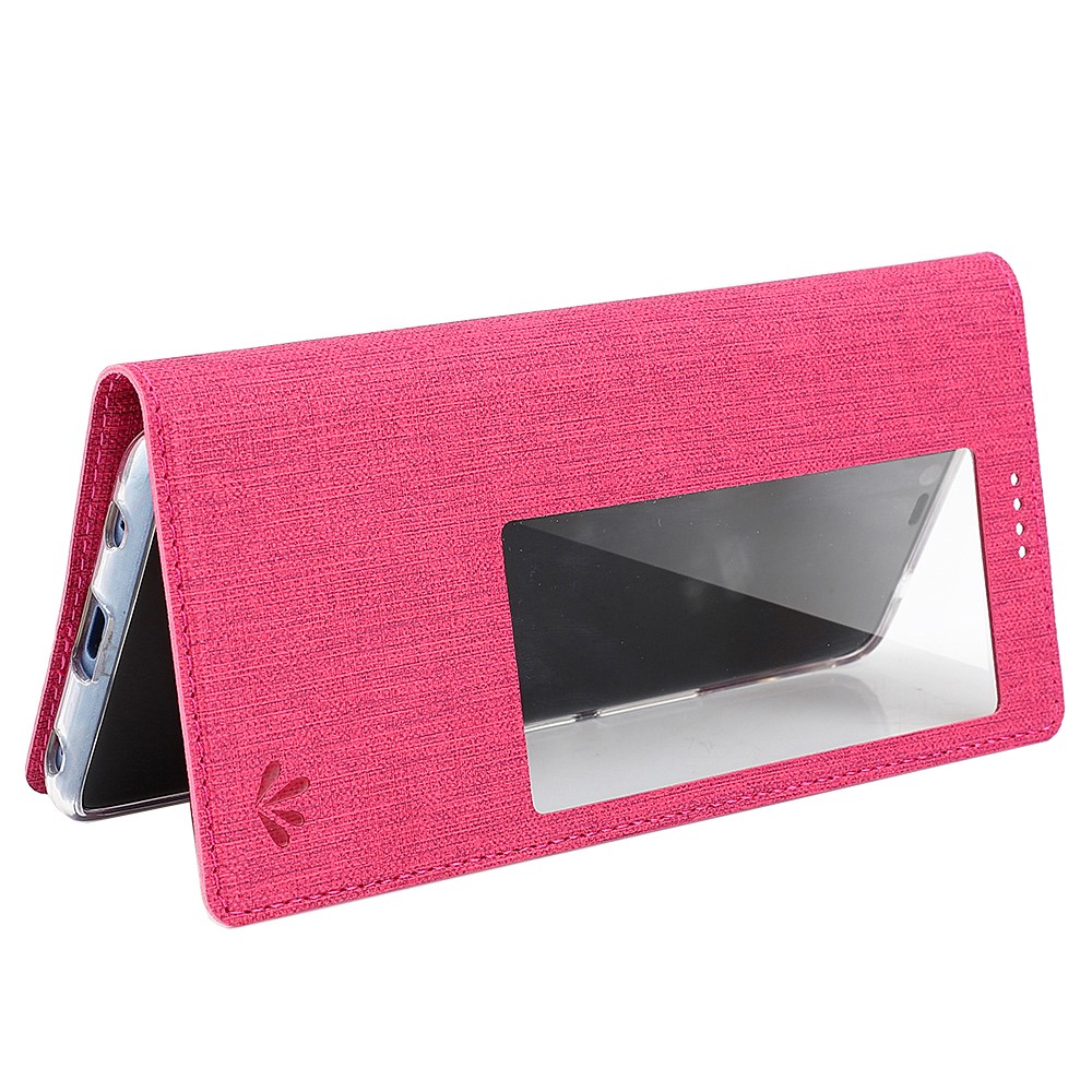 VILI DMX Window View Cross Texture Leather Stand Case Cover for Huawei Mate 20 X - Rose-5