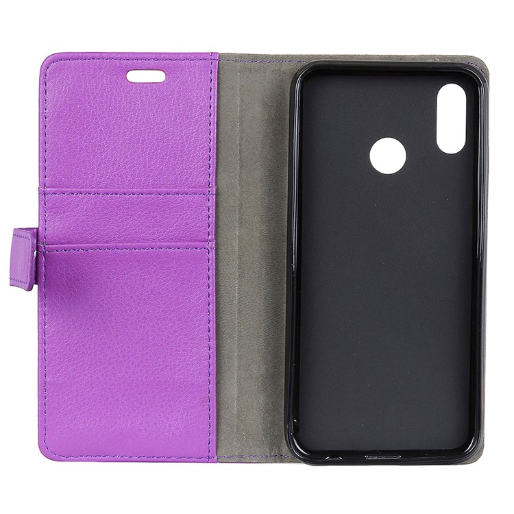 Litchi Texture Leather Cover Case with Wallet Stand for Huawei Y7 (2019) - Purple-5