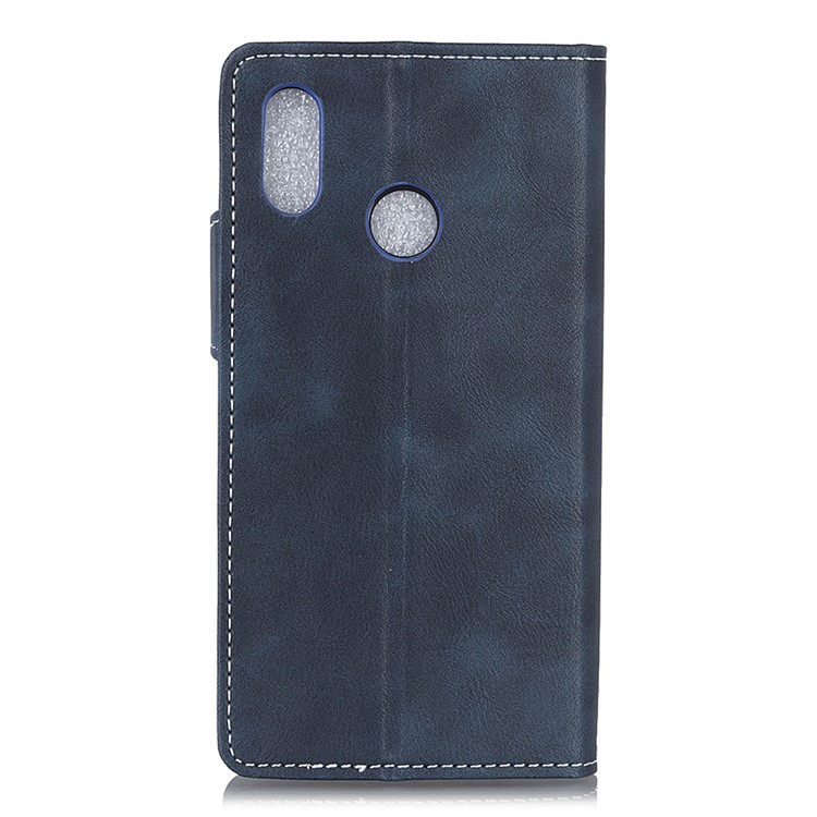 Coque Magnétique En Cuir PU Texturé De Forme S Pour Huawei Y7 (2019) - Bleu-2